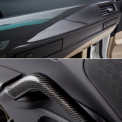 WDragon - Papel de vinilo de fibra de carbono de 60 x 150 cm, 5D, color negro brillante