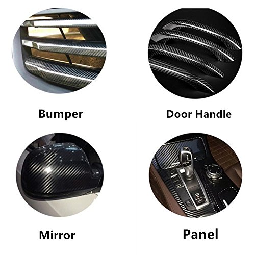 WDragon - Papel de vinilo de fibra de carbono de 60 x 150 cm, 5D, color negro brillante