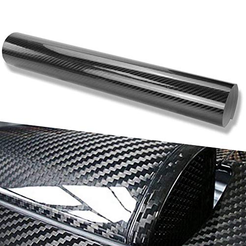 WDragon - Papel de vinilo de fibra de carbono de 60 x 150 cm, 5D, color negro brillante
