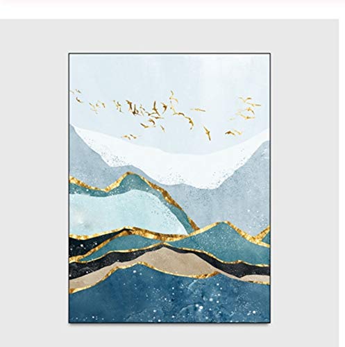 WDSZY Alfombras Modernas, Alfombras Nórdicas De Mármol Azul A Rayas Doradas, Alfombrillas Antideslizantes para Sala De Estar, Dormitorio, Decoración del Hogar 160X230Cm