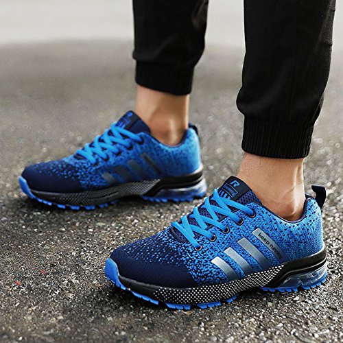 Wealsex Zapatos para Correr En Montaña Asfalto Aire Libre Deportes Zapatillas De Running para Hombre Cojín de Aire Camo Estilo Zapatos Casuales (44 EU, Azul Claro)