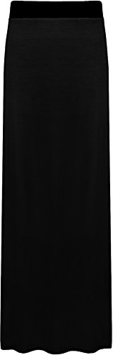 WearAll - Mujer Maxi Falda Elástica Tallas Grandes - Negro - 52-54