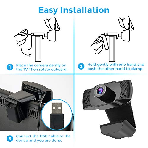 Webcam PC, 1080P HD ajustable USB Webcam con micrófono, Plug and Play cámara web para videollamadas, estudio en línea, conferencia, grabación, juegos