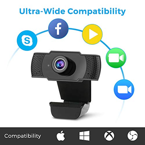 Webcam PC, 1080P HD ajustable USB Webcam con micrófono, Plug and Play cámara web para videollamadas, estudio en línea, conferencia, grabación, juegos