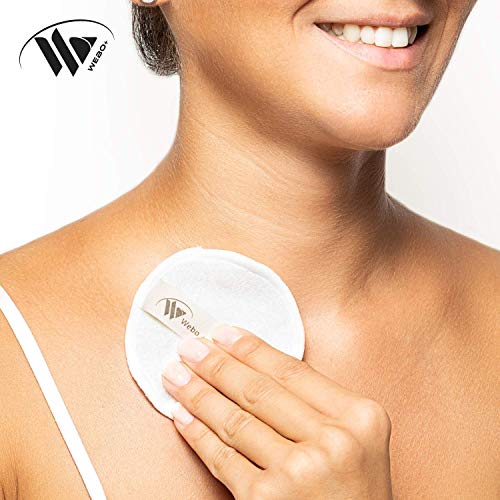 Webo+ | Almohadillas desmaquillantes lavables (10 unidades) | con eBook y caja de bambú para almacenamiento | almohadillas de algodón reutilizables para todo tipo de piel