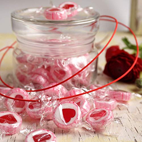 WeddingTree Caramelos Corazón Rosa para Wedding - 500g Caramelos Boda - Dulces en Forma de Corazón Mensaje para decoración de Mesa, para Bautizo, Wedding Favours de Boda, Día de la Madre o Comunión
