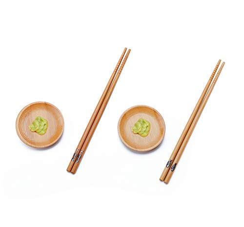 WeeDee Kit para Hacer Sushi de Bambú 12 Piezas - 2 x Esterillas, 1 x Paleta de Arroz, 1 x Esparcidor de Arroz, 4 Pares de Palillos , 1 x Sushi Cuchillo , 2 x Plato Pequeño
