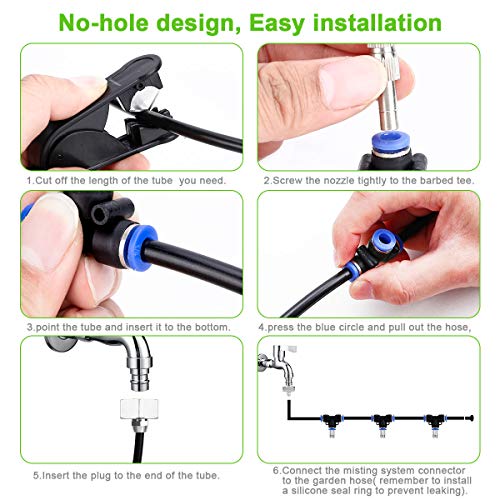 Weeygo Kit Nebulizador Jardin, Sistema de Nebulizacion para Terraza Pergola Exterior, DIY Enfriamiento Nebulizadores con 10 Boquilla (10M)