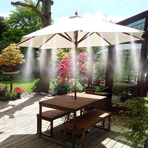 Weeygo Kit Nebulizador Jardin, Sistema de Nebulizacion para Terraza Pergola Exterior, DIY Enfriamiento Nebulizadores con 10 Boquilla (10M)