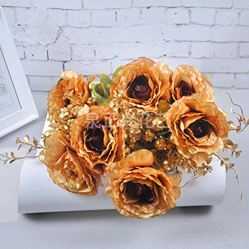 WEFLOWERSFlor de decoración del hogar Flor de simulación Europea Flor Rosa Falsa salón de Bodas Manojo Grande de Pintura de Aceite casera de Seda