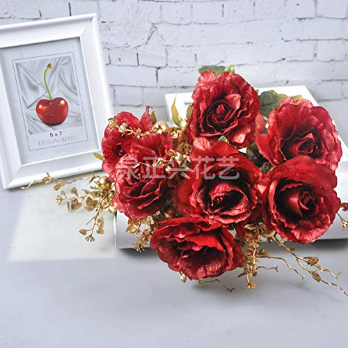 WEFLOWERSFlor de decoración del hogar Flor de simulación Europea Flor Rosa Falsa salón de Bodas Manojo Grande de Pintura de Aceite casera de Seda