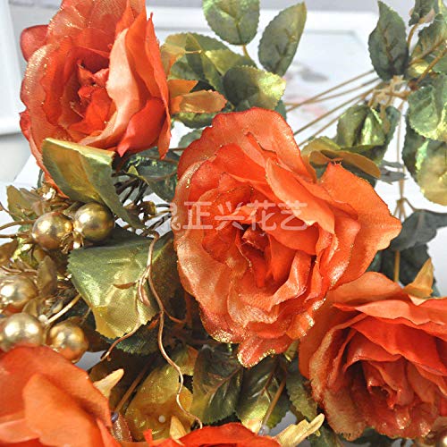 WEFLOWERSFlor de decoración del hogar Flor de simulación Europea Flor Rosa Falsa salón de Bodas Manojo Grande de Pintura de Aceite casera de Seda