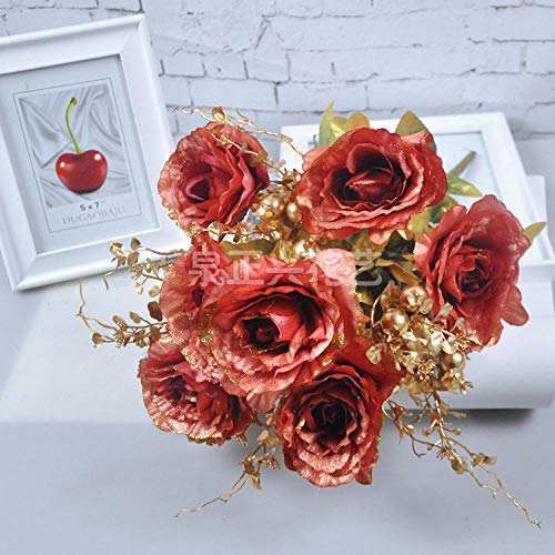 WEFLOWERSFlor de decoración del hogar Flor de simulación Europea Flor Rosa Falsa salón de Bodas Manojo Grande de Pintura de Aceite casera de Seda