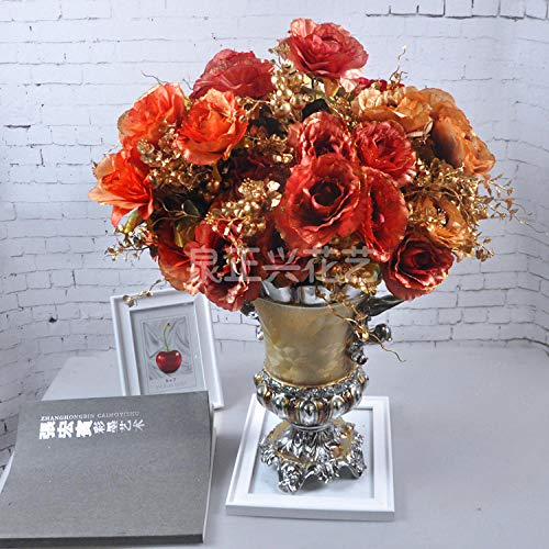 WEFLOWERSFlor de decoración del hogar Flor de simulación Europea Flor Rosa Falsa salón de Bodas Manojo Grande de Pintura de Aceite casera de Seda