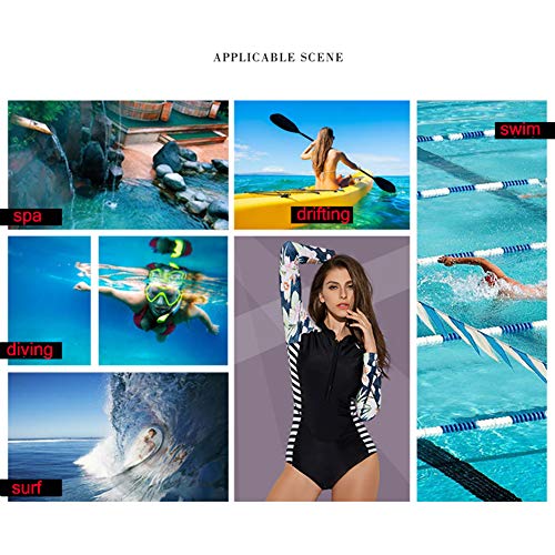 wei Mujeres UPF 50 Guardia de Erupción Largo Manga Playa Vestir Alto Elasticidad Sexy Código Postal Frente Dom Proteccion Nadar Camisa Conjunto con Turbante,Verde,L