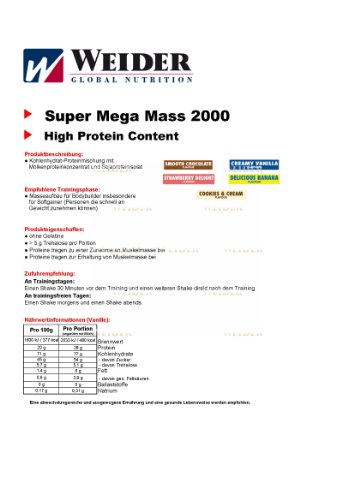 Weider Mega Mass 2000 Fresa - 3000 gr