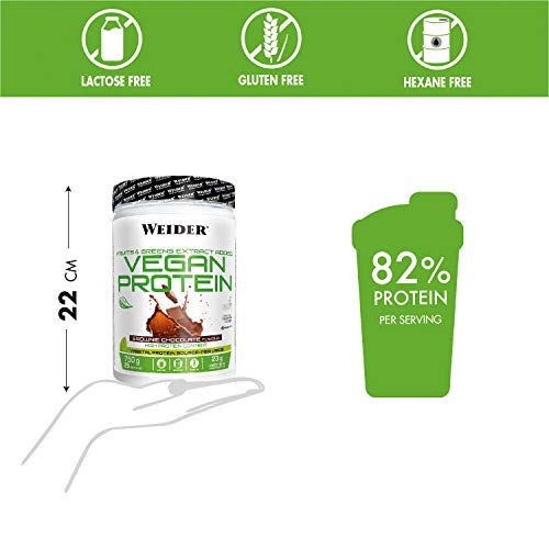 Weider Vegan Protein. Sabor Chocolate. Proteína 100% vegetal de guisantes (PISANE) y arroz. Sin gluten. Sin lactosa. Sin aceite de palma (750 g)