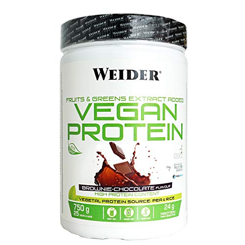 Weider Vegan Protein. Sabor Chocolate. Proteína 100% vegetal de guisantes (PISANE) y arroz. Sin gluten. Sin lactosa. Sin aceite de palma (750 g)