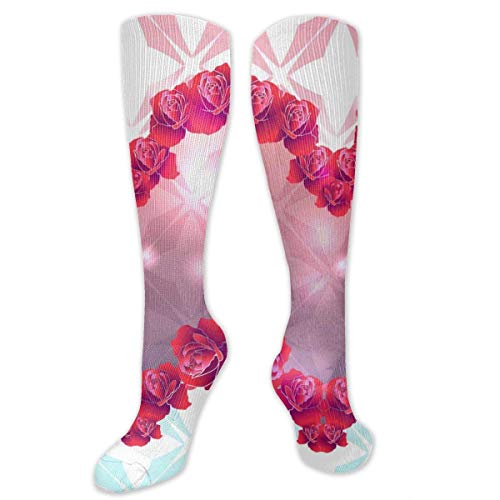 WEIPING Calcetines Unisex hasta la Rodilla, Medias Suaves y cómodas para Correr, Deportes, vuelos, Viajes, Embarazo, Enfermera, Rosa, Rosa, Estampado de Labios, Kiss Me