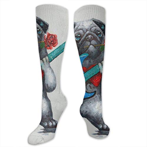 WEIPING Calcetines Unisex hasta la Rodilla, Medias Suaves y cómodas para Correr, Deportes, vuelos, Viajes, Embarazo, Enfermera, Rosa, Rosa, Estampado de Labios, Kiss Me