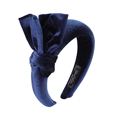 WELROG Diademas acolchadas Mujeres Terciopelo grueso 90s Accesorios para el cabello Diadema Banda para el cabello estilo vintage (Negro + vino rojo + azul marino)