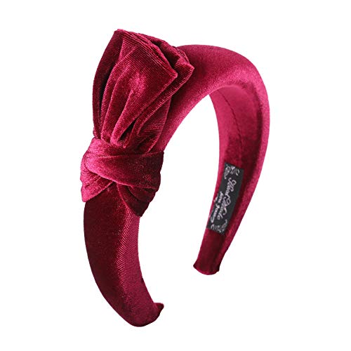 WELROG Diademas acolchadas Mujeres Terciopelo grueso 90s Accesorios para el cabello Diadema Banda para el cabello estilo vintage (Negro + vino rojo + azul marino)