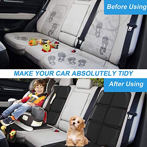 Wemk Conjunto de Protector del Asiento de Coche y Organizador de Asiento, Extra Largo, Universal Cubierta de Asientos de Coche de Bebé y Mascota, Material Impermeable y Diseño Antideslizante