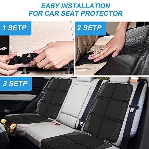 Wemk Conjunto de Protector del Asiento de Coche y Organizador de Asiento, Extra Largo, Universal Cubierta de Asientos de Coche de Bebé y Mascota, Material Impermeable y Diseño Antideslizante