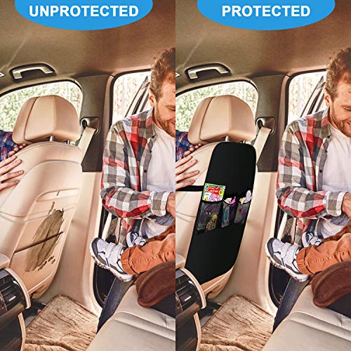 Wemk Conjunto de Protector del Asiento de Coche y Organizador de Asiento, Extra Largo, Universal Cubierta de Asientos de Coche de Bebé y Mascota, Material Impermeable y Diseño Antideslizante