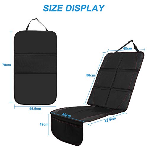 Wemk Conjunto de Protector del Asiento de Coche y Organizador de Asiento, Extra Largo, Universal Cubierta de Asientos de Coche de Bebé y Mascota, Material Impermeable y Diseño Antideslizante