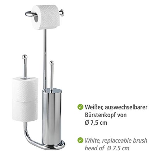 Wenko 18730100 Universalo - Dispensador y soporte de rollos de papel higiénico para baño (23 x 62,5 x 20 cm), cromo