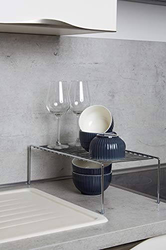 WENKO 2342100 Estante de cocina para vajilla, Metal cromado, 42.5 x 15 x 22 cm, Plata brillante