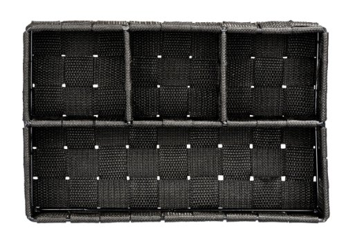 Wenko Adria Organizador 4 Compartimentos, Polipropileno, Negro, 17x26x6.5 cm