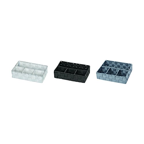 Wenko Adria Organizador 4 Compartimentos, Polipropileno, Negro, 17x26x6.5 cm