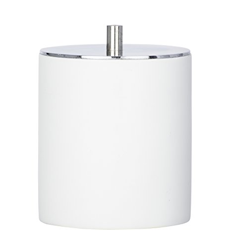Wenko IDA - Bote para cosméticos o algodones Universal (polirresina, 10,5 x 10,5 x 9 cm), polirresina, Blanco, 10.5 x 10.5 x 9 cm