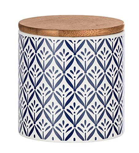 Wenko Lorca - Caja de almacenaje con tapa de bambú, azul, 0,45 litre