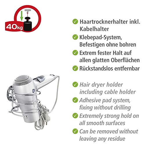 Wenko Turbo-Loc Soporte para Secador, Acero, Plateado, 11.5x14x7.5 cm (18770100)