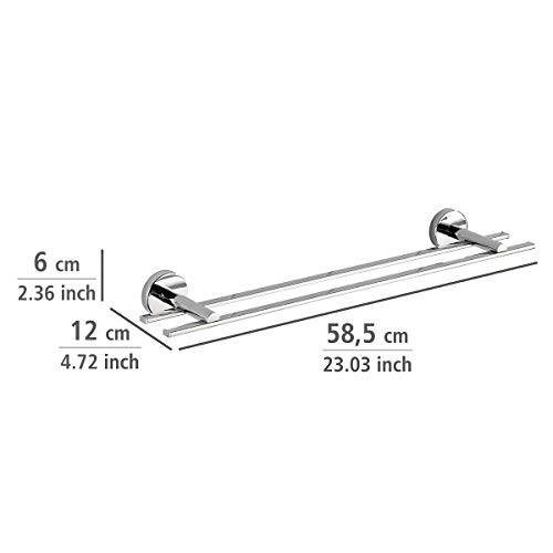 Wenko Vacuum-Loc Badetuchstange Duo Capri, Befestigen ohne bohren, Zinkdruckguss, 58,5 x 6 x 12 cm, chrom
