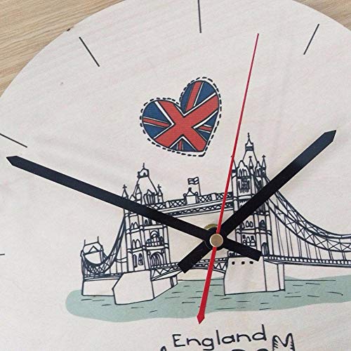 WENSENTE Reloj de Pared Redondo de Madera de 11 Pulgadas Famoso Reloj de Pared Retro Arquitectura patrón Pantalla de Aguja de Movimiento silencioso sin números C China
