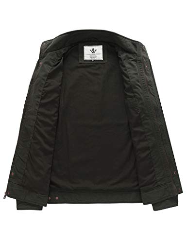 WenVen Chaqueta Militar Entretiempo Vaquera para Hombre Verde Militar Large