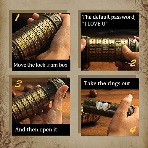 WenX 2019 Da Vinci Code Mini Cryptex/Mini Password Box/Regalo de cumpleaños romántico para el día de San Valentín.