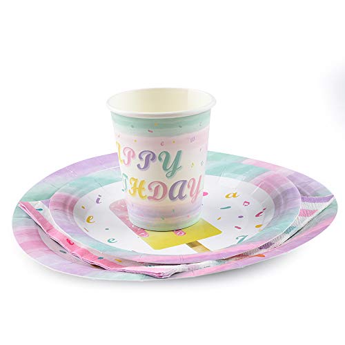 WERNNSAI Helado Servilletas de Platos y Taza - Helado y Paleta de Hielo Tema Suministros para la Fiesta para Chicas Cumpleaños Desechable Vajilla Vajilla Postre Platos Servilletas 16 Invitados 64 PCS