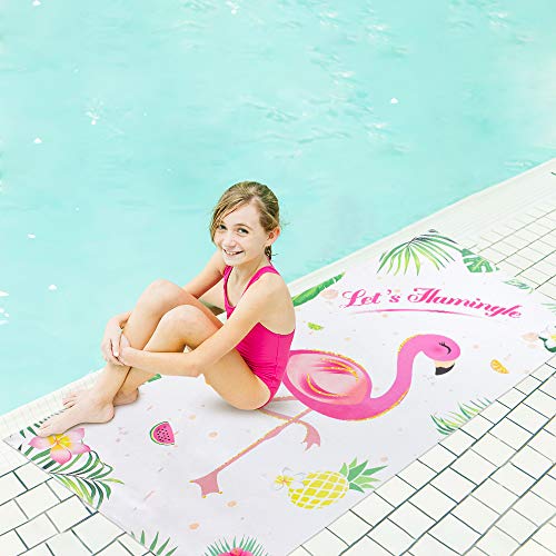 WERNNSAI Toalla de Playa de Flamenco - Tropical Hawaii Suministros para la Fiesta 76 x 152cm Manta de Playa de Microfibra Regalo de Playa de Vacaciones de Viaje para Niñas Mujeres