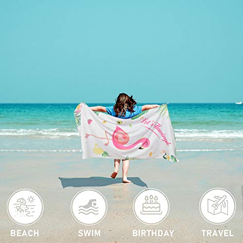 WERNNSAI Toalla de Playa de Flamenco - Tropical Hawaii Suministros para la Fiesta 76 x 152cm Manta de Playa de Microfibra Regalo de Playa de Vacaciones de Viaje para Niñas Mujeres