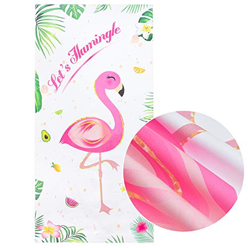 WERNNSAI Toalla de Playa de Flamenco - Tropical Hawaii Suministros para la Fiesta 76 x 152cm Manta de Playa de Microfibra Regalo de Playa de Vacaciones de Viaje para Niñas Mujeres