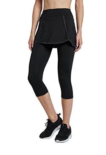 Westkun Falda Pantalón con Polainas Falda de Deportes para Mujer Capris Golf Tennis(Negro,XL)