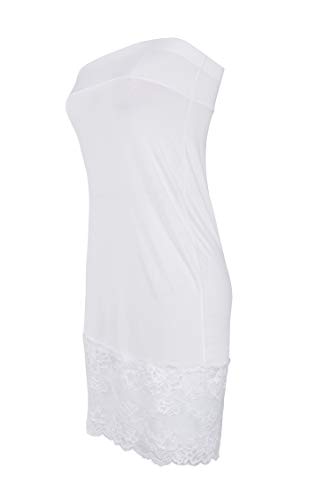 Westkun Largo Enagua Satén de Encaje Gasa Falda Extender Mitad Slip Media combinación Camisón para Mujer - Antiestática -61cm a 81cm Talla XS S M L XL XXL