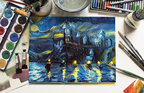 westlake art Noche Estrellada Noche Castillo Barcos-11x17 Lámina-mágico Mercancía, Van Gogh Noche Estrellada, Ventilador, cumpleaños, Regalo-sin Marco 11x17 Pulgadas