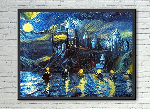 westlake art Noche Estrellada Noche Castillo Barcos-11x17 Lámina-mágico Mercancía, Van Gogh Noche Estrellada, Ventilador, cumpleaños, Regalo-sin Marco 11x17 Pulgadas