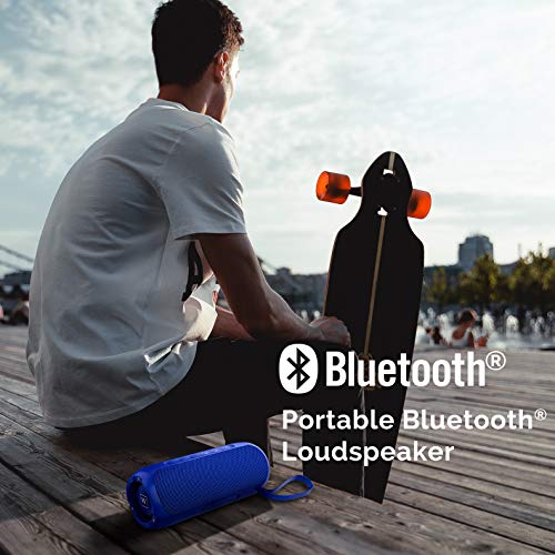 Wharfedale Bluetooth Speaker 20W Wireless Portable Speaker,IPX7 Waterproof,Rich Bass,Loud Sound,Power Bank,8H Playtime,Bulit-in Mic,For Camping,Outdoors,Garden,Shower … (Blue)